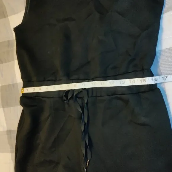 Jumpsuit Casual Wide Leg Long Pant, Crewneck Sleeveless Tie Belt with Pockets - Picture 9 of 10